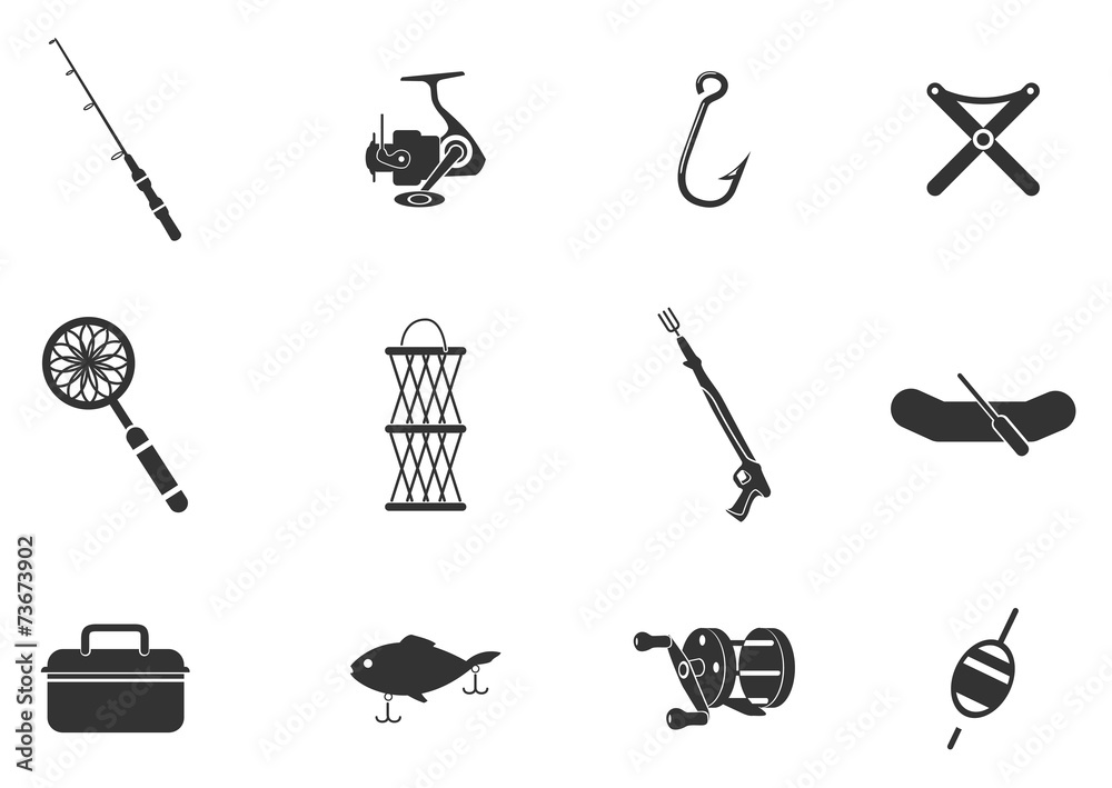 Fishing icon set