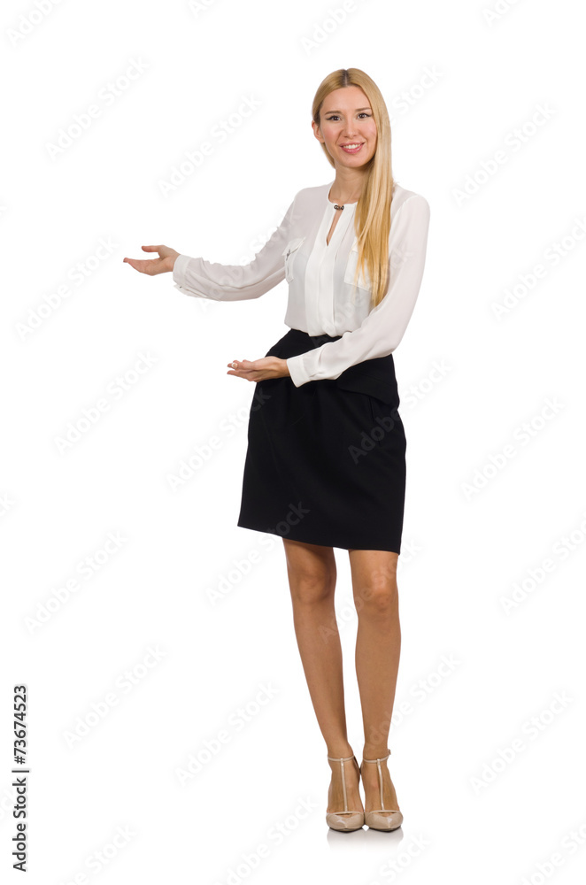 Businesswoman in business concept isolated on white