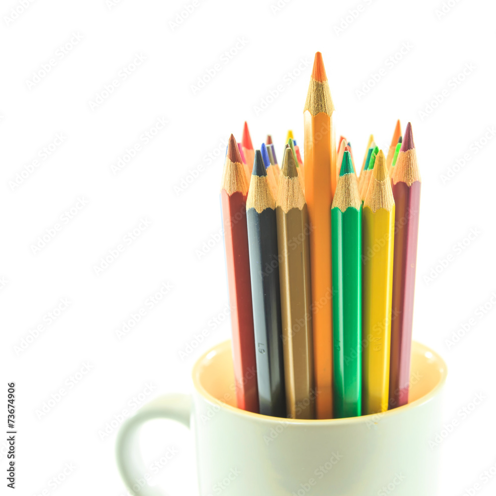 Colour pencils isolated on white background close up Colour pencils isolated on white background close up