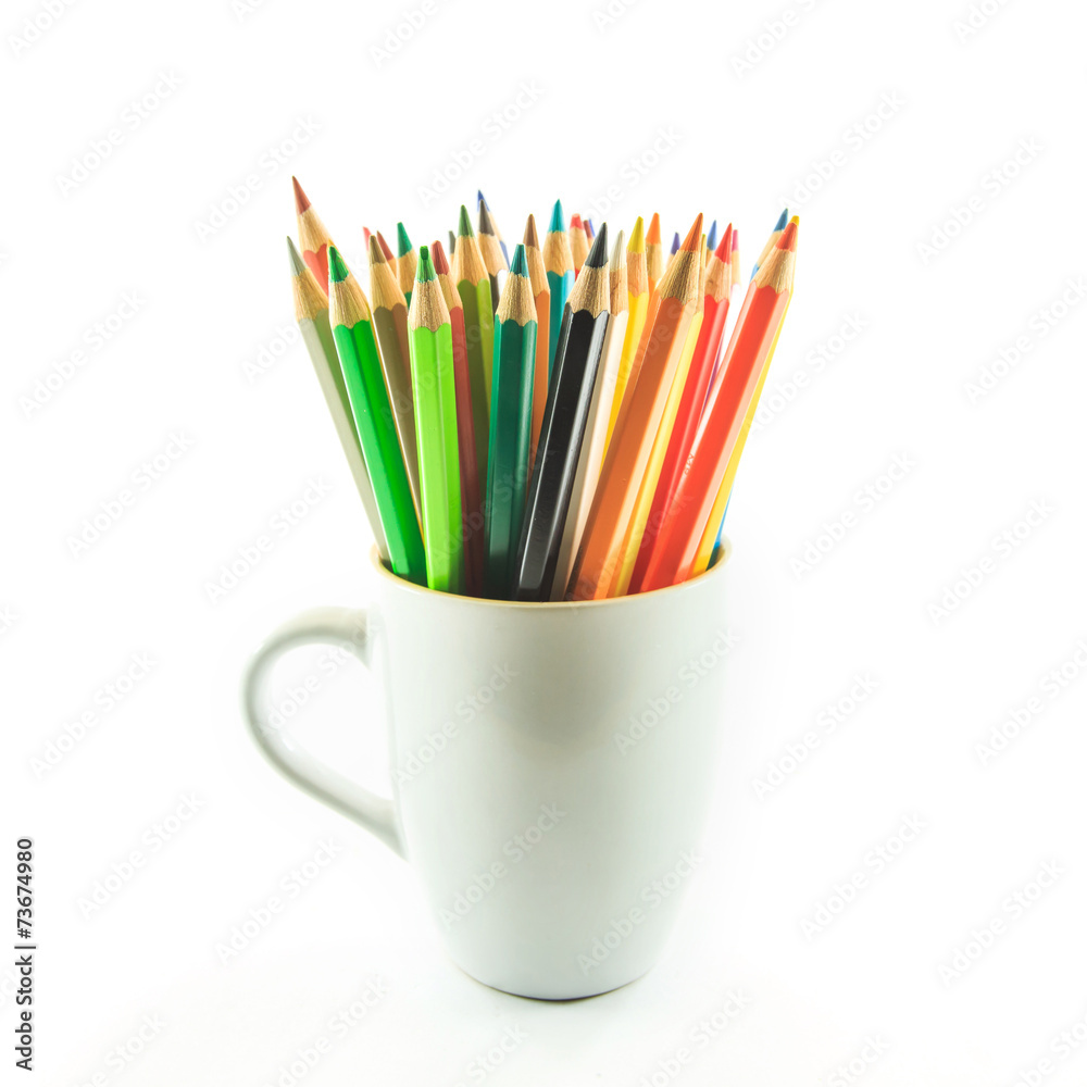 Colour pencils isolated on white background close up Colour pencils isolated on white background close up