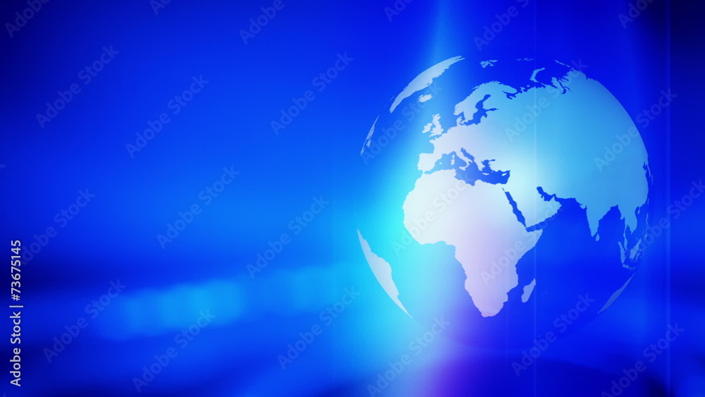 Rotating globe blue abstract background Rotating globe blue abstract background