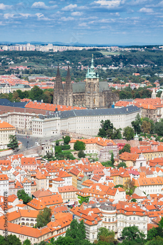 cityscape of Prague with Vitus cathedral