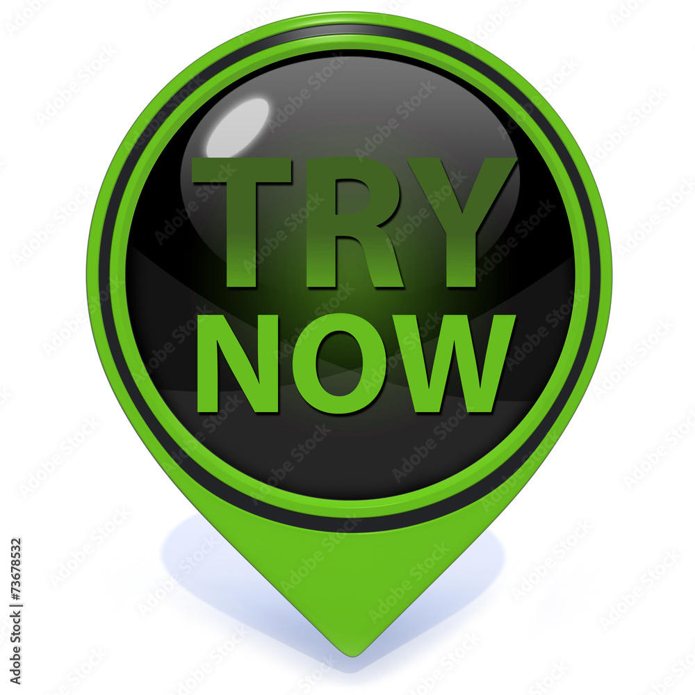 Try now pointer icon on white background Try now pointer icon on white background
