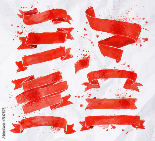 Watercolors ribbons red