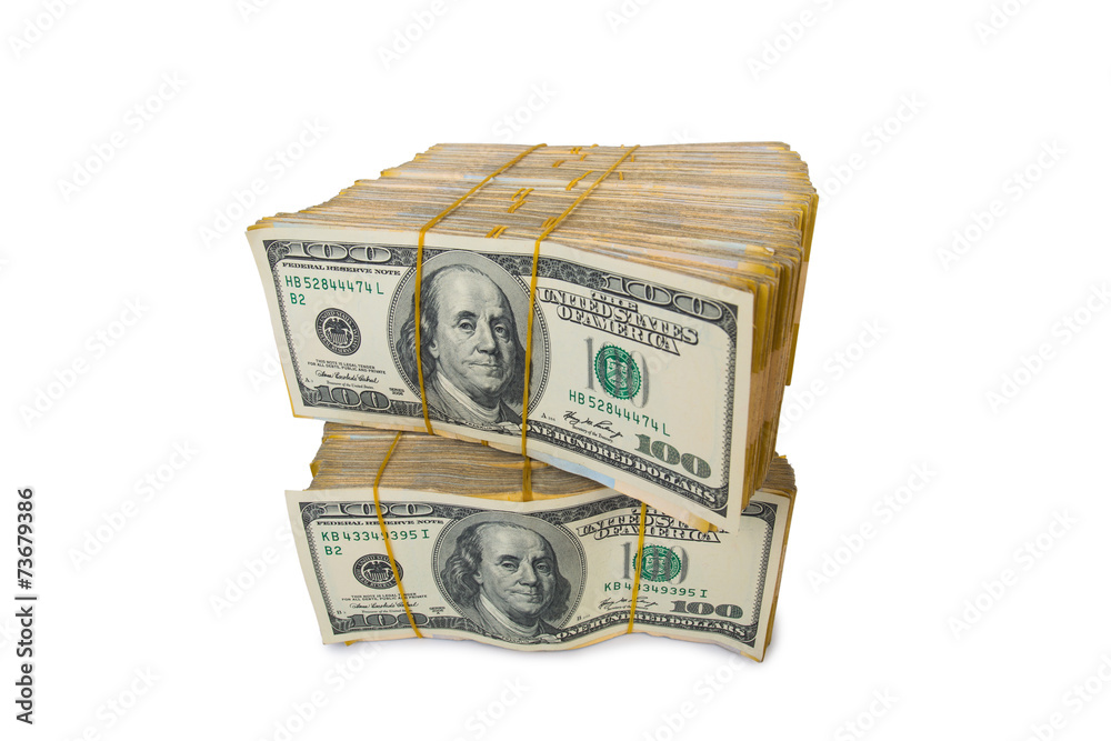 Stack of dollars in business concept isolated on white Stack of dollars in business concept isolated on white