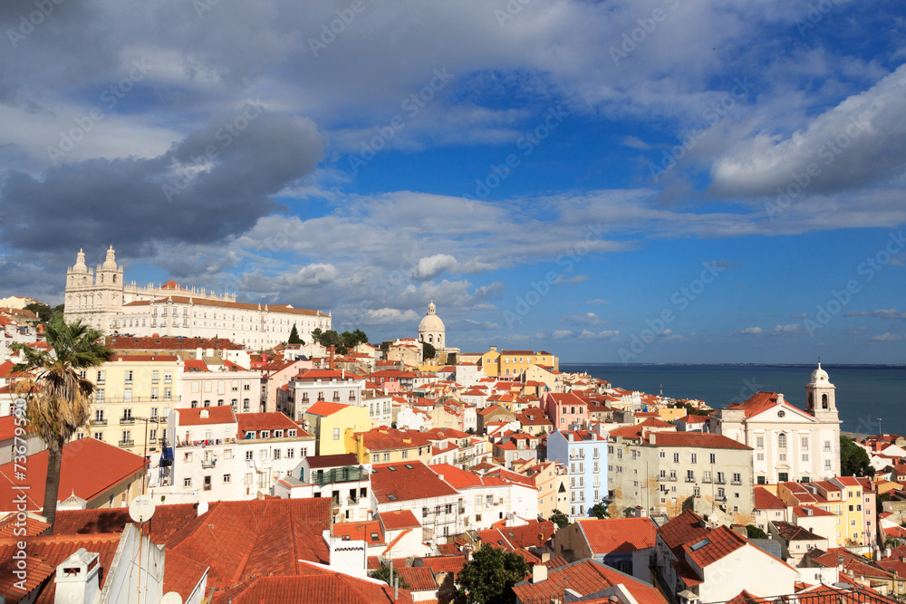 View across Alfama, Lisbon from Miradouro Santa Luzia