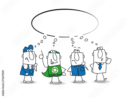 think tank with a super recycling man