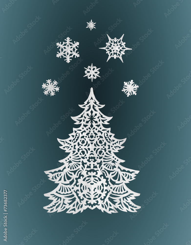 Paper Christmas tree and snowflakes Paper Christmas tree and snowflakes