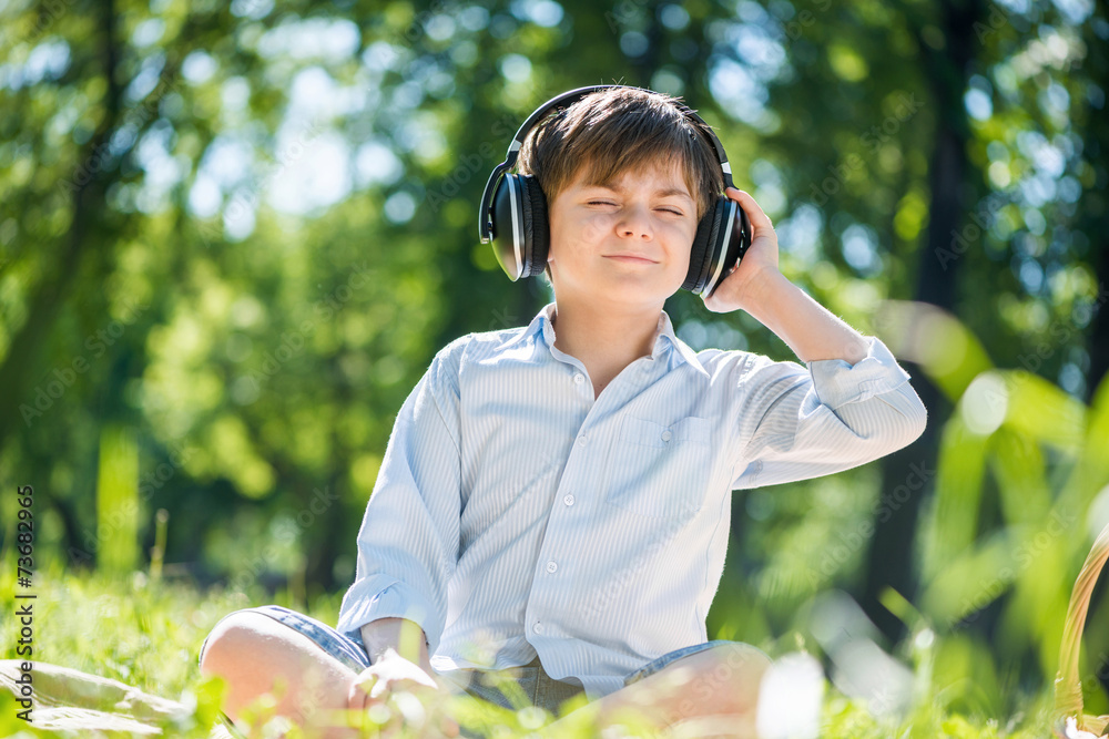 Boy enjoying music