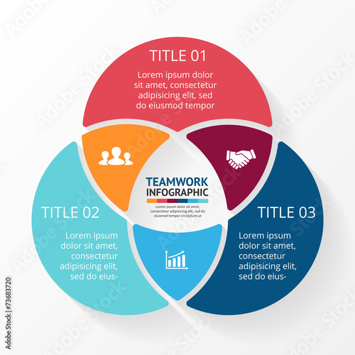 Teamwork social infographic, diagram, presentation. 3 options.