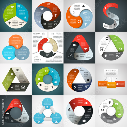 Business circle triangle infographic, cyclic diagram. 3 options.