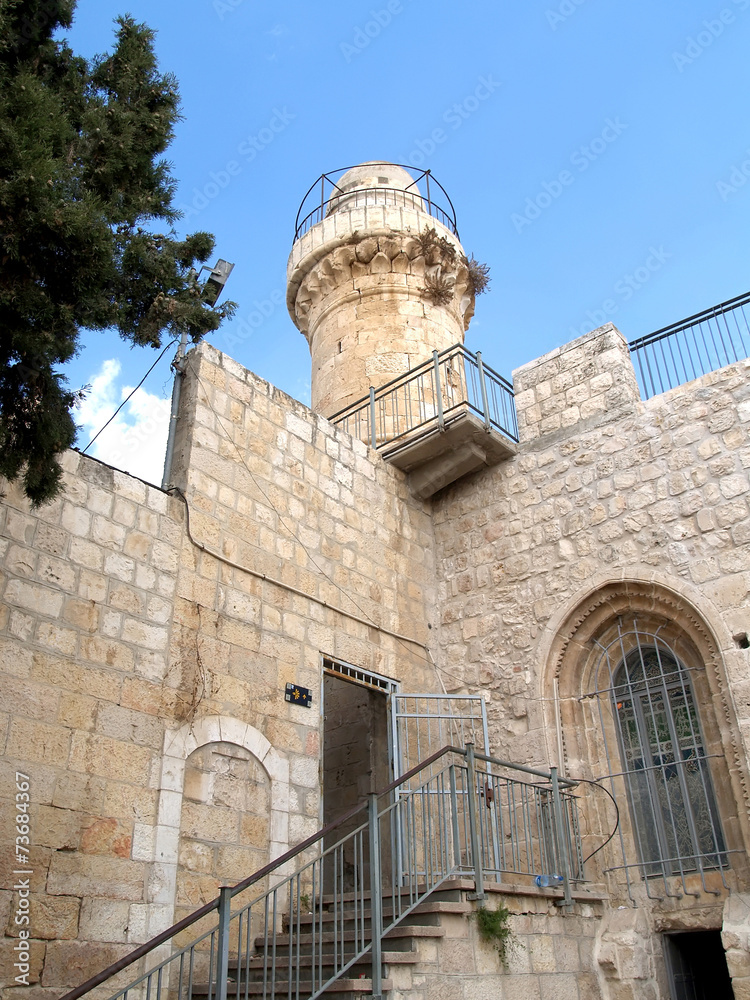 Fortification and tower in the old city on the Mount Zion. Israe