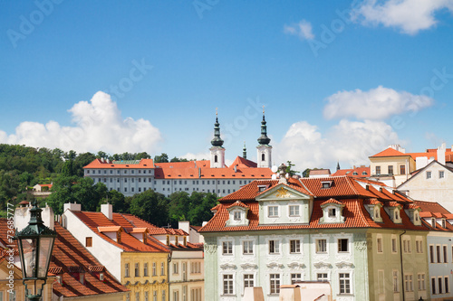 Photography skyline of Prague with Strahov monastery