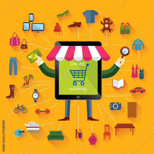 Online shopping and business. Conceptual background.