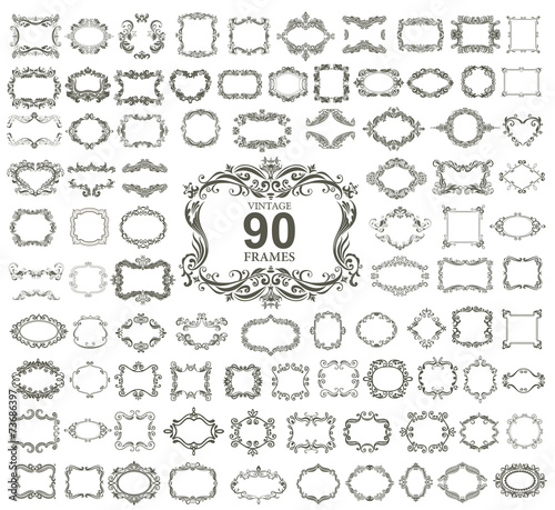 Set of 90 vintage floral frames.