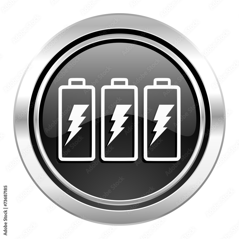 battery icon, black chrome button, power sign battery icon, black chrome button, power sign