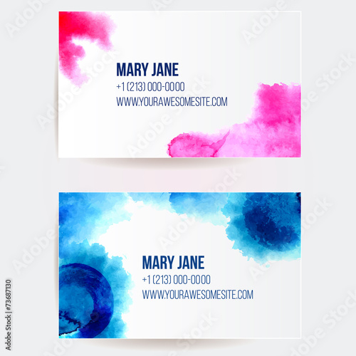 Set of two creative business card templates with artistic vector