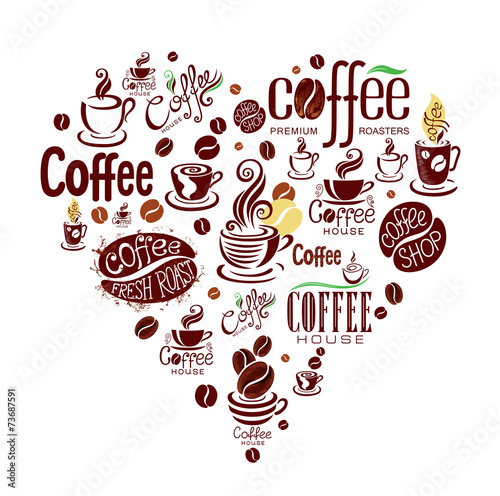 Conceptual background with coffee design elements.