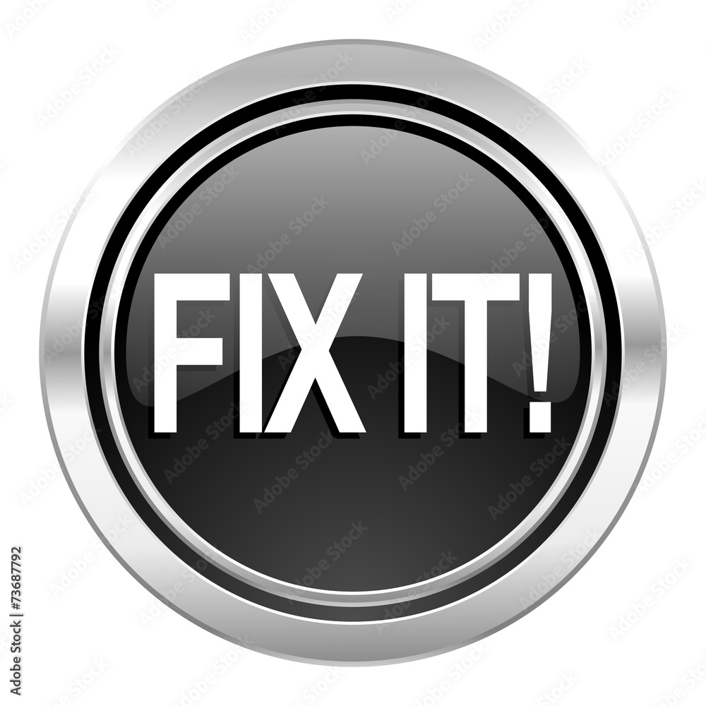 fix it icon, black chrome button fix it icon, black chrome button