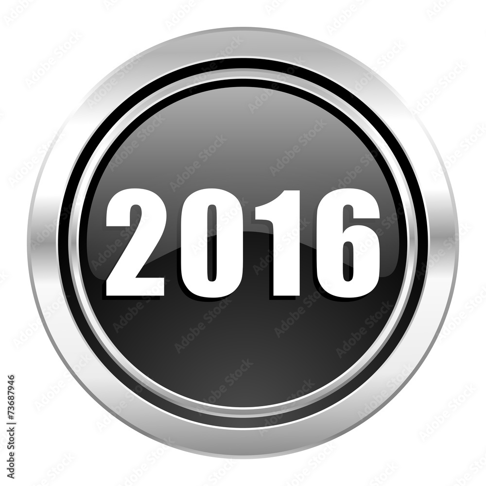new year 2016 icon, black chrome button, new years symbol new year 2016 icon, black chrome button, new years symbol
