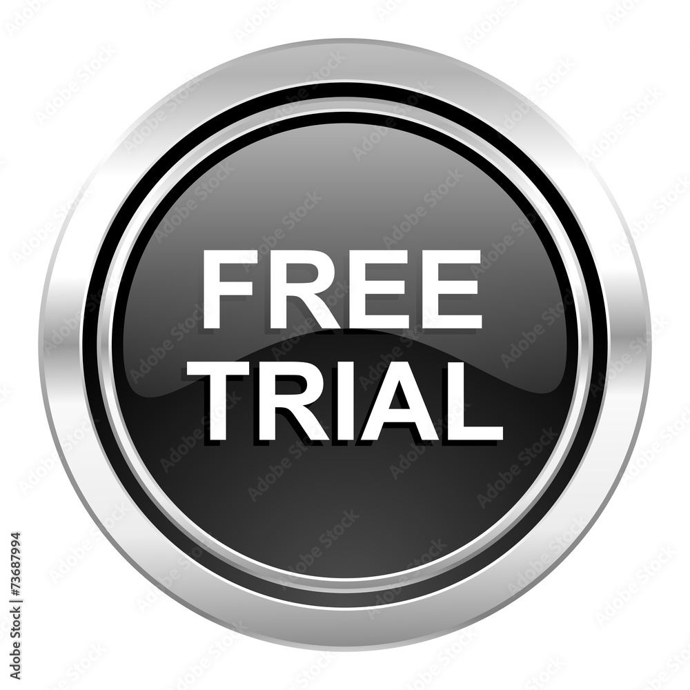 free trial icon, black chrome button free trial icon, black chrome button