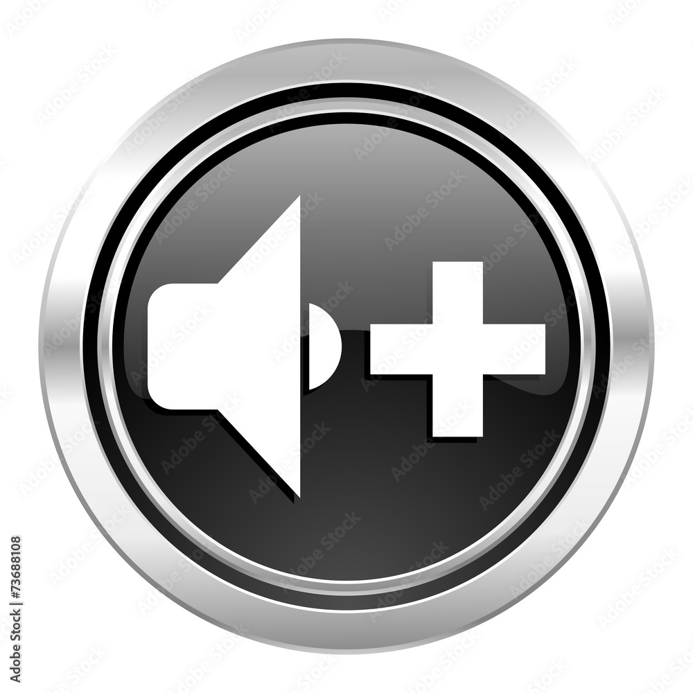 speaker volume icon, black chrome button, music sign speaker volume icon, black chrome button, music sign
