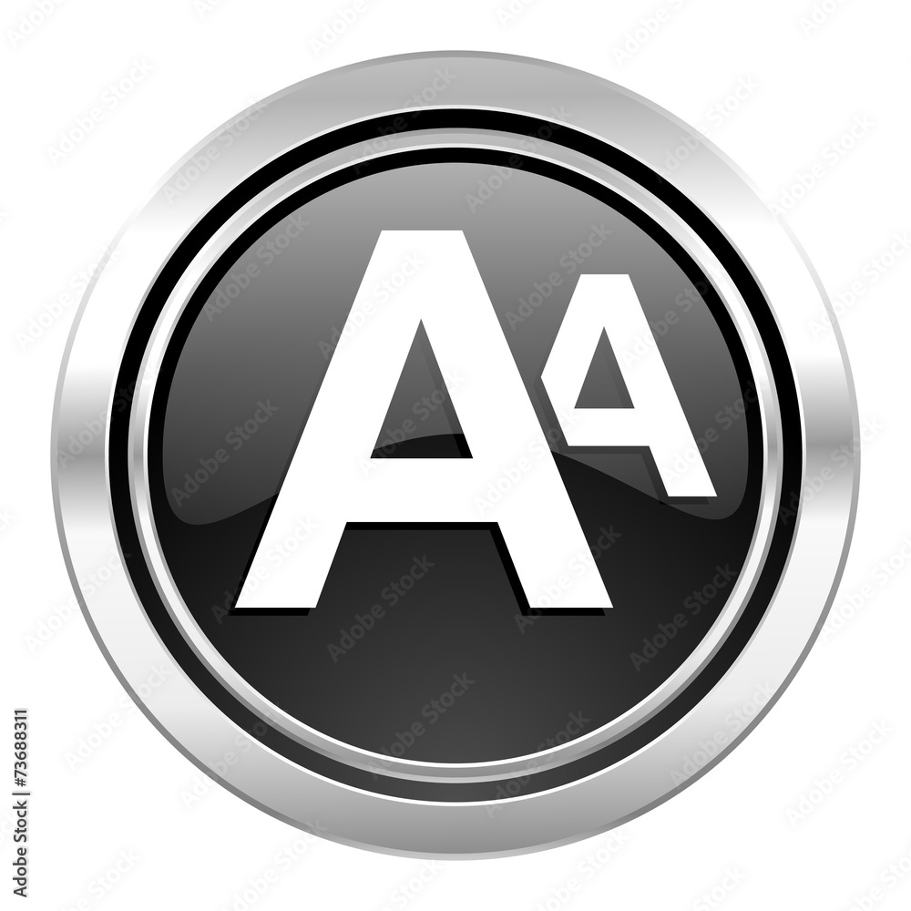 alphabet icon, black chrome button alphabet icon, black chrome button