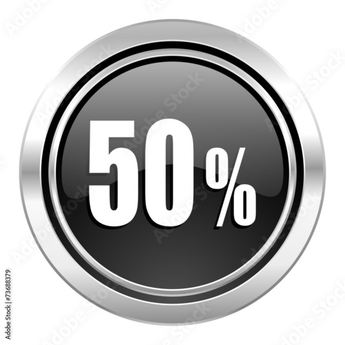 50 percent icon, black chrome button, sale sign