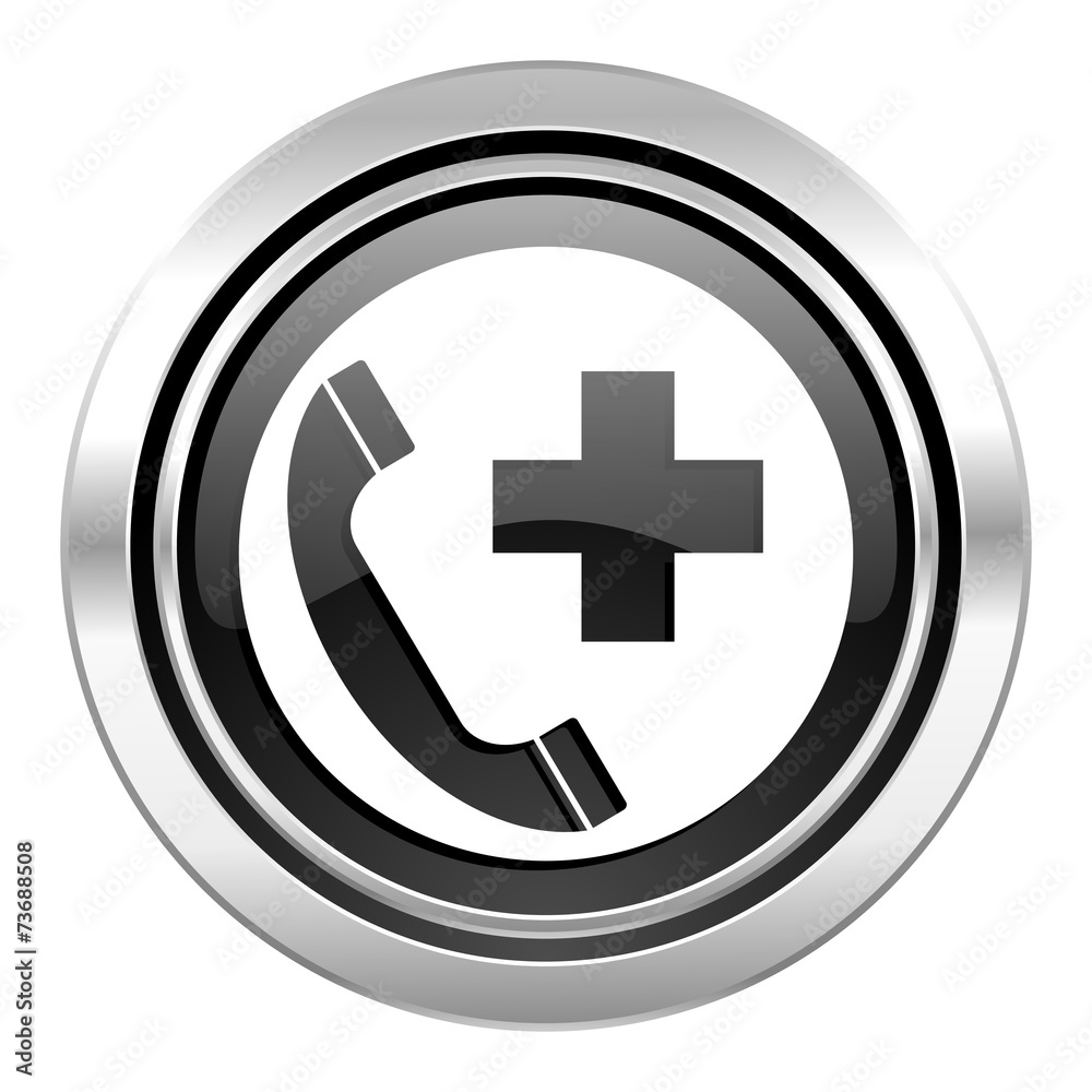 emergency call icon, black chrome button emergency call icon, black chrome button