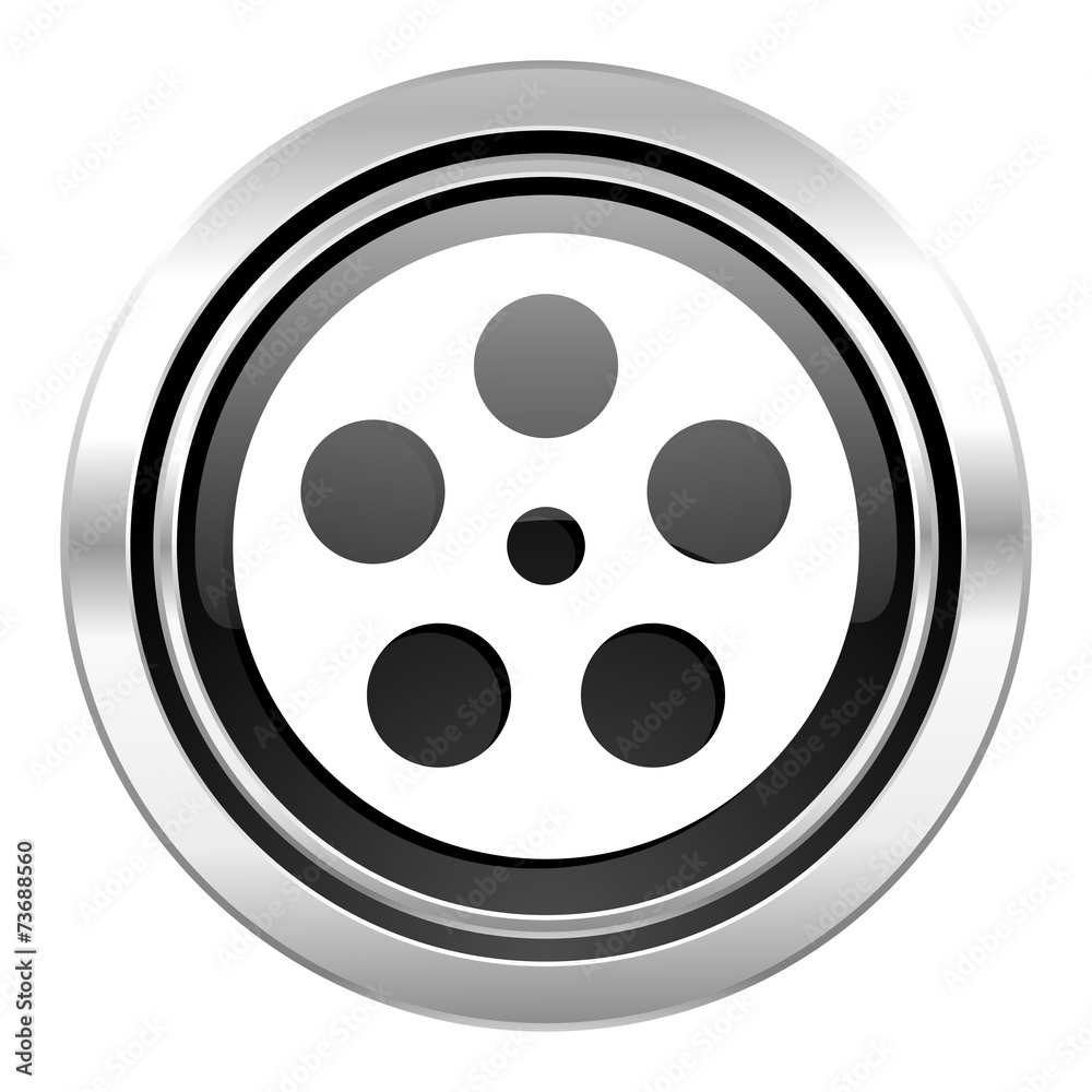 film icon, black chrome button