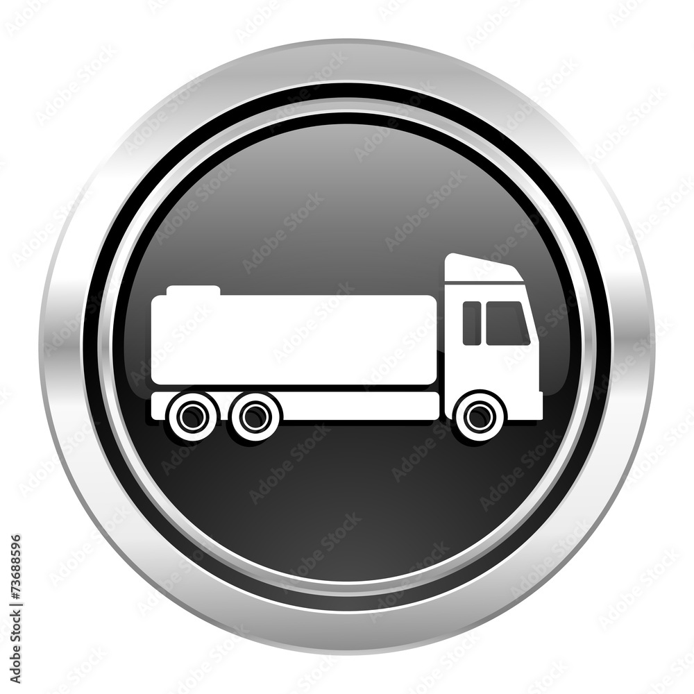 truck icon, black chrome button, cargo sign truck icon, black chrome button, cargo sign