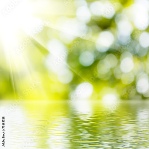 water on green blurred background