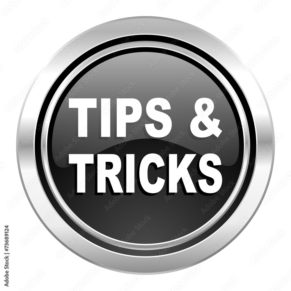 tips tricks icon, black chrome button tips tricks icon, black chrome button