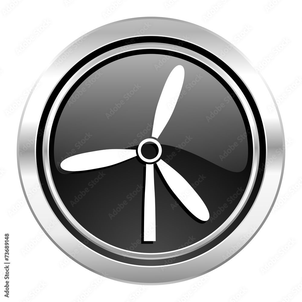 windmill icon, black chrome button, renewable energy sign windmill icon, black chrome button, renewable energy sign