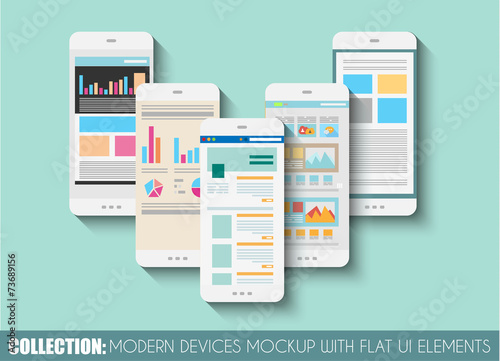 Set of Touch Screens mockup, Web Templates. Brochure Designs