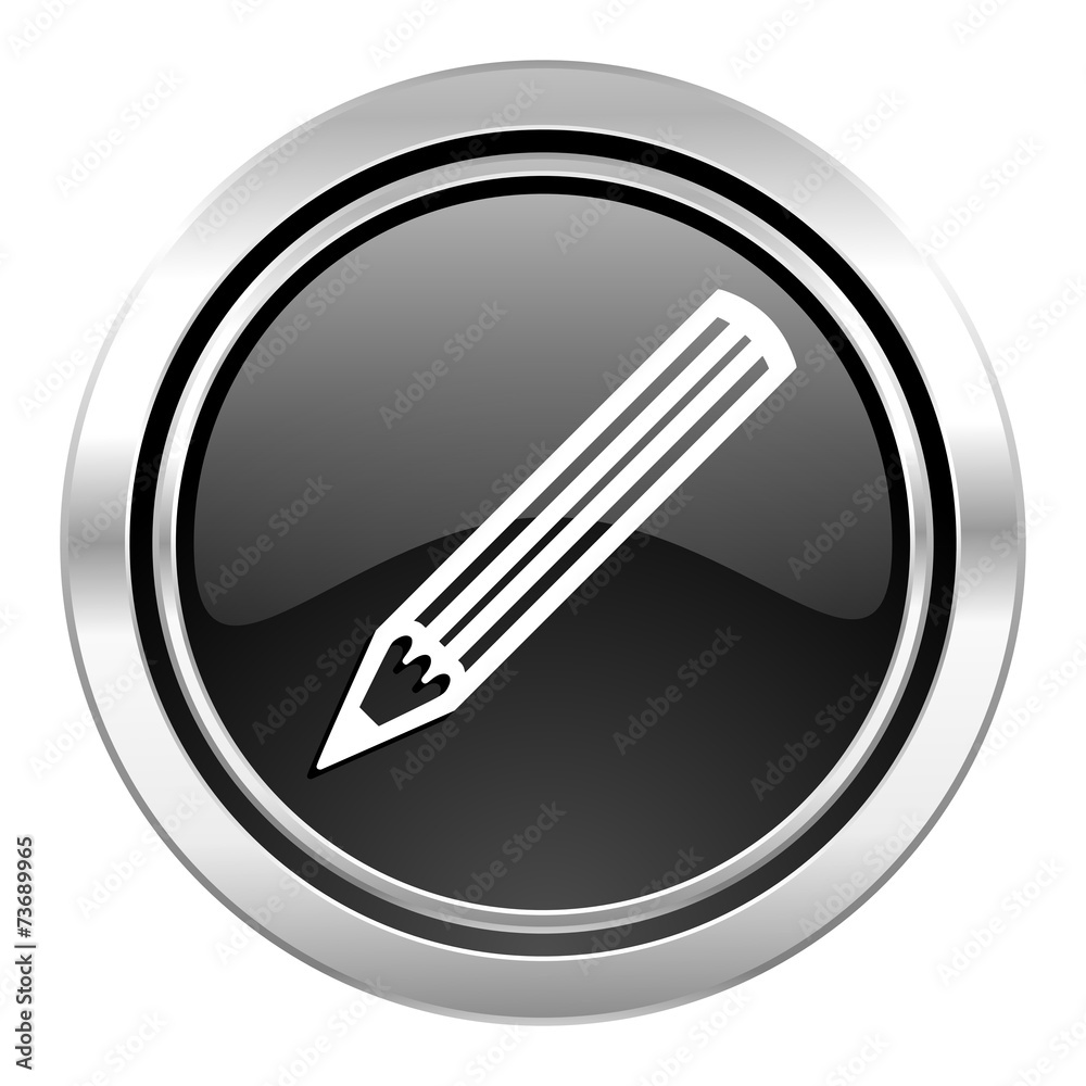 pencil icon, black chrome button pencil icon, black chrome button