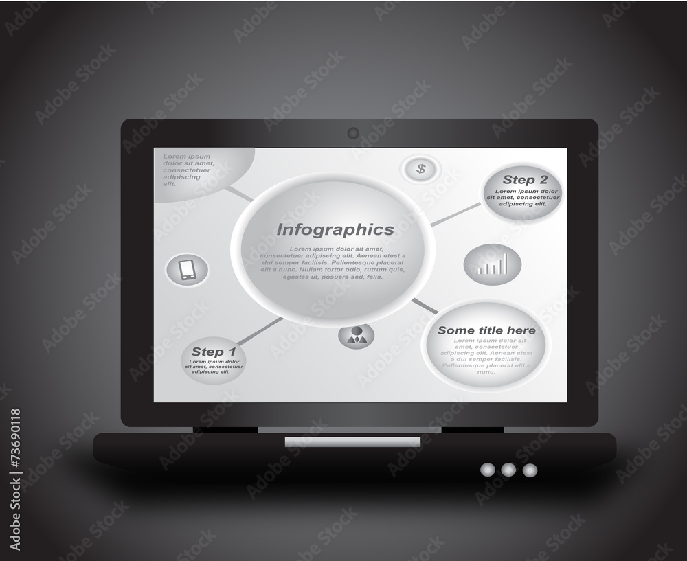 Laptop with infographic background Laptop with infographic background