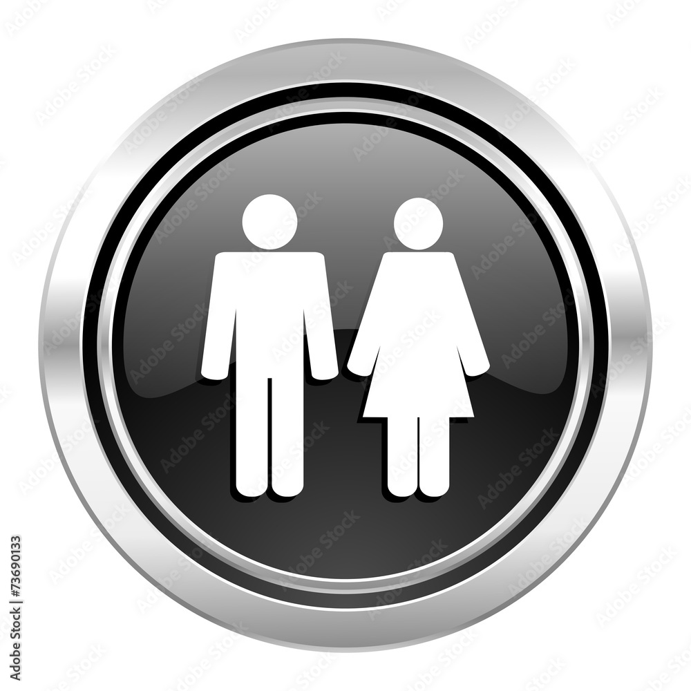 couple icon, black chrome button, people sign, team symbol couple icon, black chrome button, people sign, team symbol