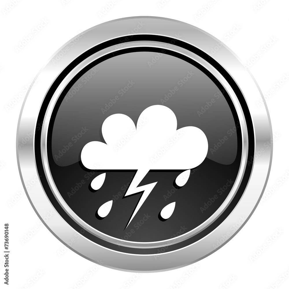 storm icon, black chrome button, waether forecast sign storm icon, black chrome button, waether forecast sign