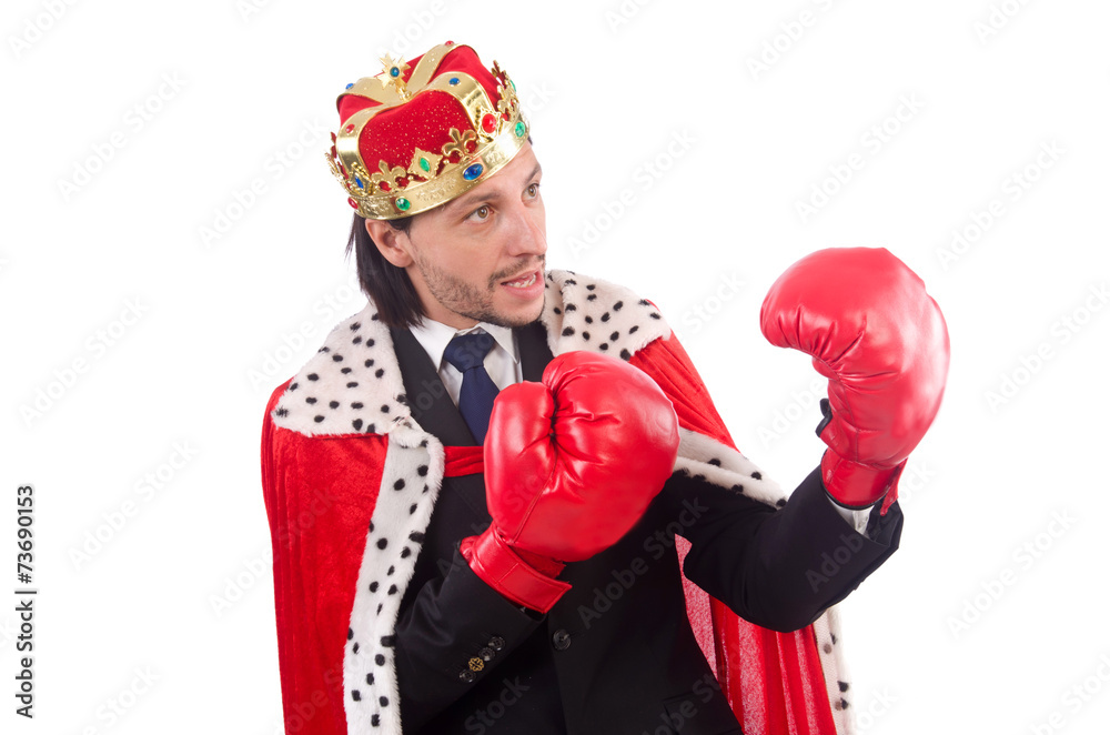 King businessman in funny concept isolated on white King businessman in funny concept isolated on white