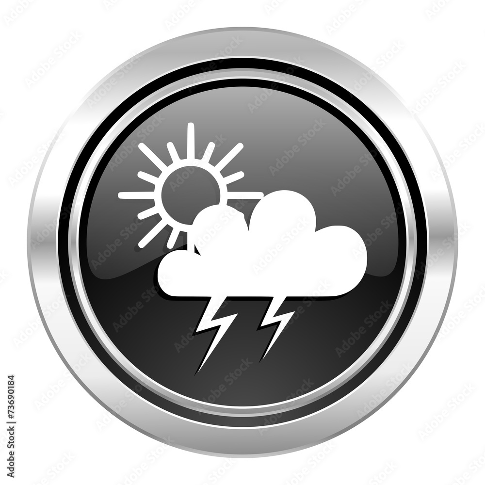 storm icon, black chrome button, waether forecast sign storm icon, black chrome button, waether forecast sign