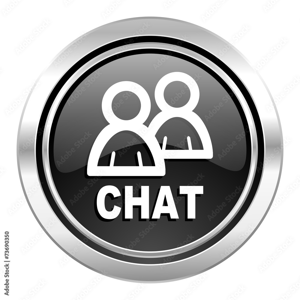 chat icon, black chrome button chat icon, black chrome button