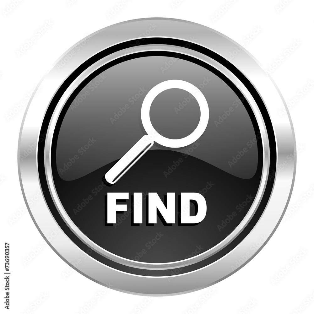 find icon, black chrome button find icon, black chrome button