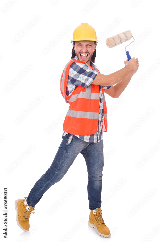 Funny painter isolated on white Funny painter isolated on white