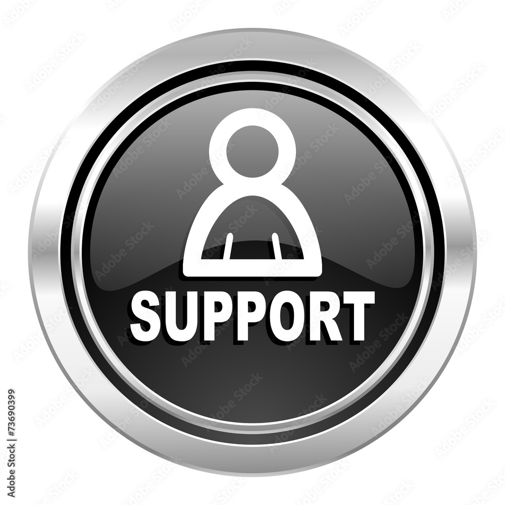 support icon, black chrome button