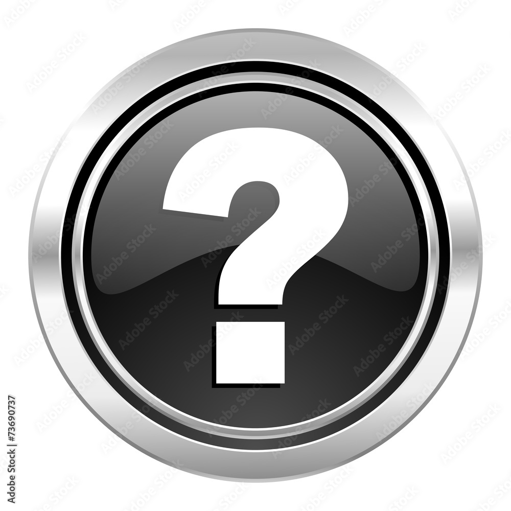 question mark icon, black chrome button, ask sign question mark icon, black chrome button, ask sign