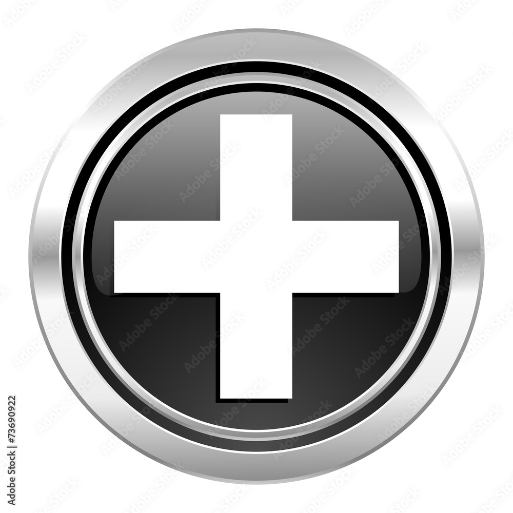 Obraz premium plus icon, black chrome button, cross sign