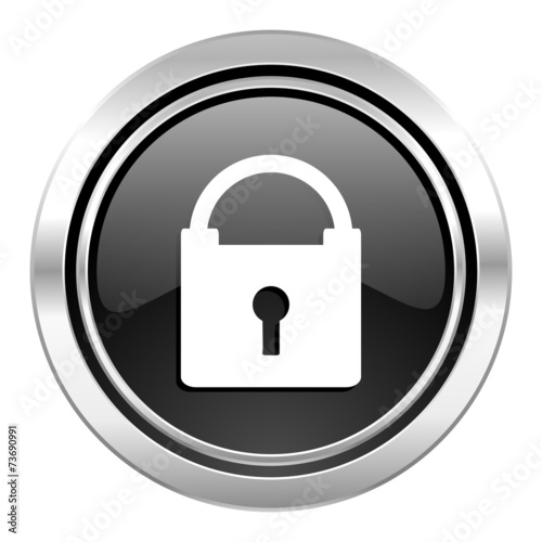 Free Download padlock icon, black chrome button, secure sign - GFXLoad