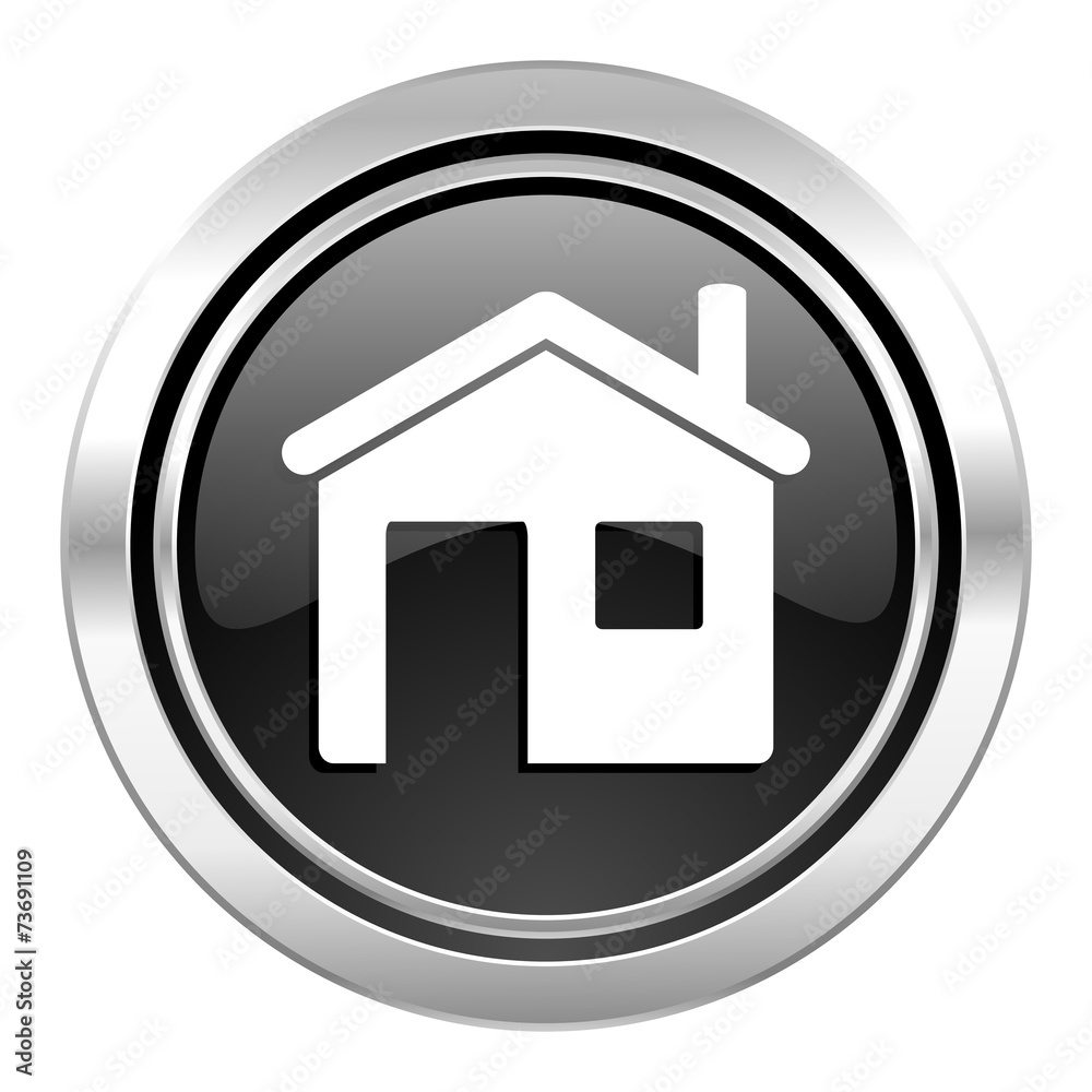 house icon, black chrome button, home sign house icon, black chrome button, home sign