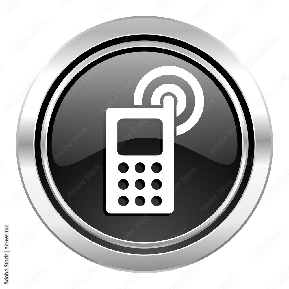 phone icon, black chrome button, mobile phone sign phone icon, black chrome button, mobile phone sign